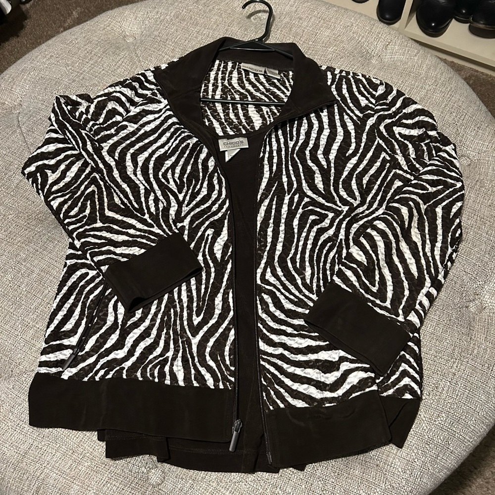 Chico's Brown and White Zebra Jacket and Tank - Picture 2 of 5